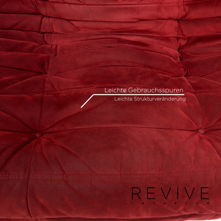 ligne roset Togo Stoff Sofa Garnitur Rot Weinrot 1x Ecksofa 1x Hocker #13506