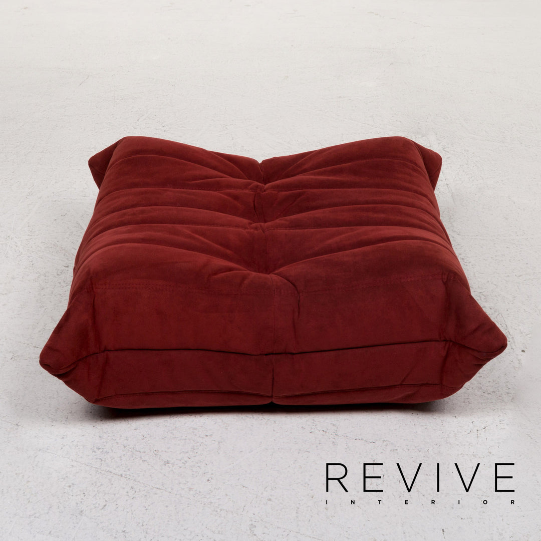 ligne roset Togo Stoff Sofa Garnitur Rot Weinrot 1x Ecksofa 1x Hocker #13506