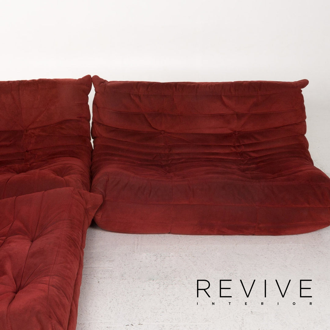 ligne roset Togo Stoff Sofa Garnitur Rot Weinrot 1x Ecksofa 1x Hocker #13506