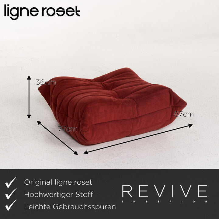 ligne roset Togo Stoff Sofa Garnitur Rot Weinrot 1x Ecksofa 1x Hocker #13506
