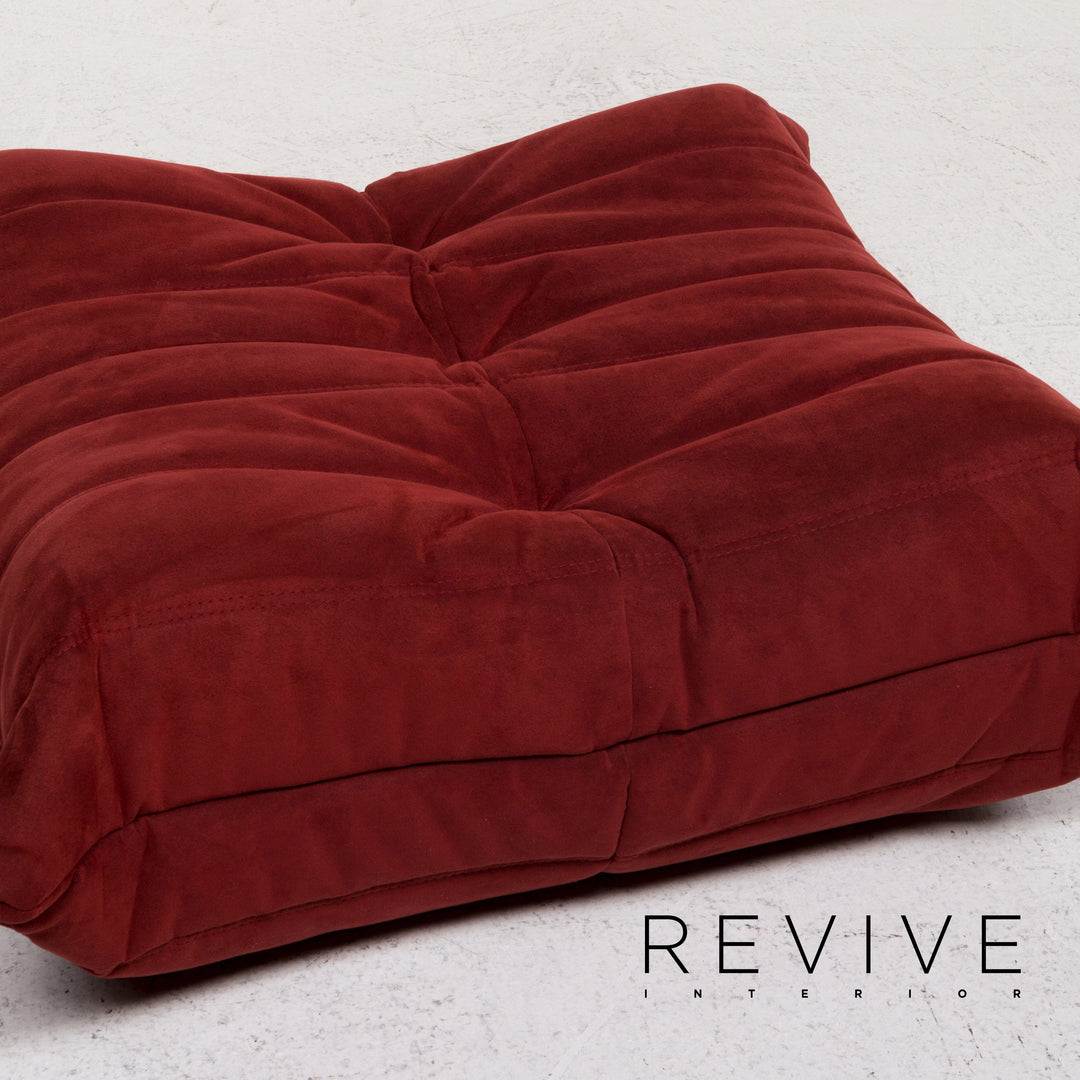 ligne roset Togo Stoff Sofa Garnitur Rot Weinrot 1x Ecksofa 1x Hocker #13506