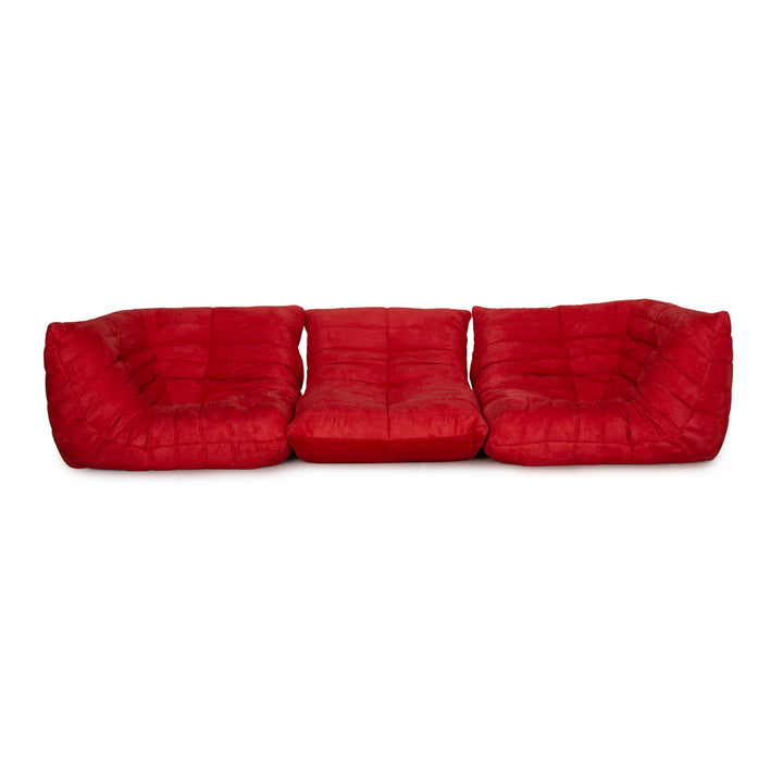 ligne roset Togo Stoff Sofa Rot Dreisitzer Couch