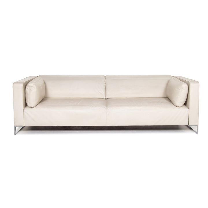 ligne roset Urbani Leder Sofa Creme Dreisitzer Couch #13349