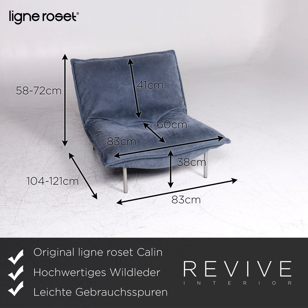 ligne roset Calin Leder Sessel Blau Relax Funktion #9285