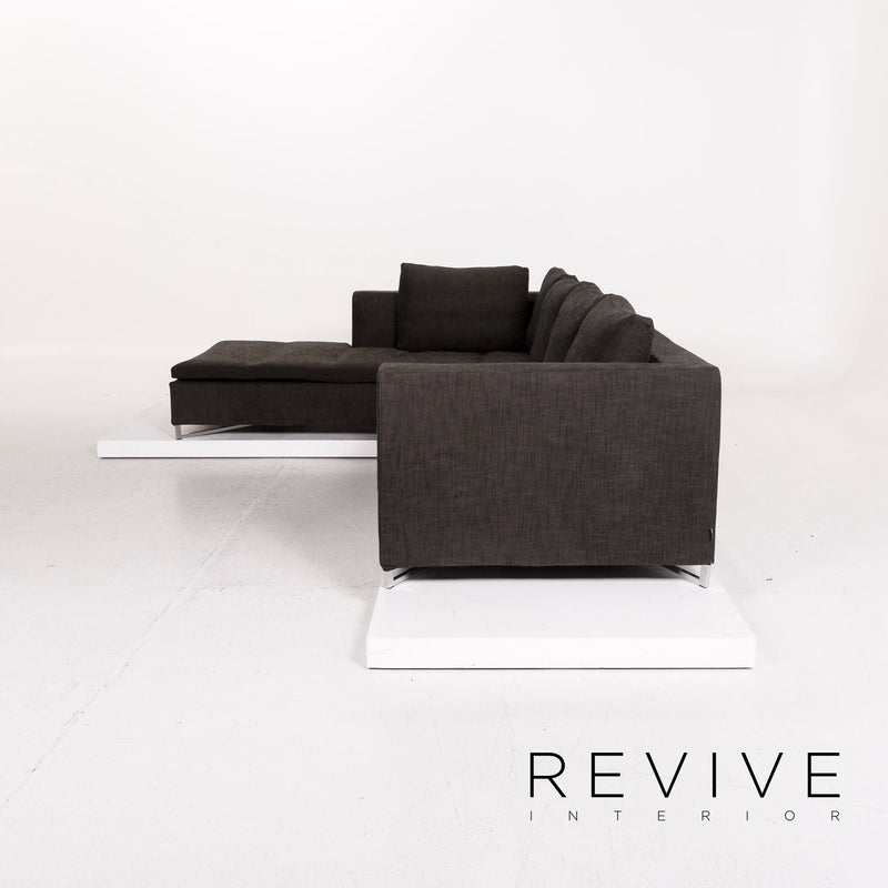ligne roset Feng Stoff Ecksofa Garnitur Anthrazit Grau 1x Sofa 1x Hocker 