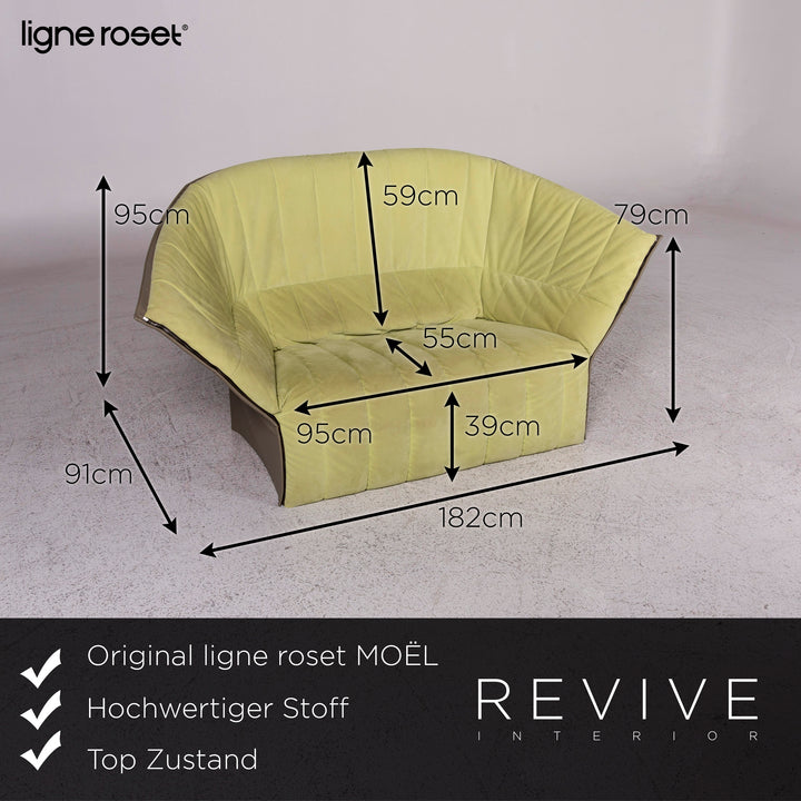ligne roset MOËL fabric sofa lime green green two-seater couch #9947