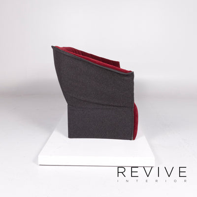ligne roset MOËL Samt Stoff Sofa Rot Dreisitzer Couch #10978