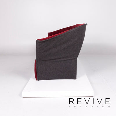 ligne roset MOËL Samt Stoff Sofa Rot Dreisitzer Couch #10978