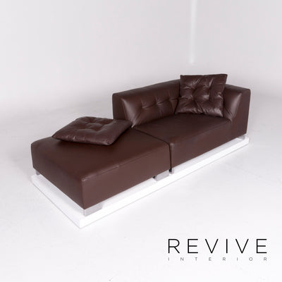 ligne roset Malhoun Leder Liege Braun Dunkelbraun inkl. Ottoman Didier Gomez #11014