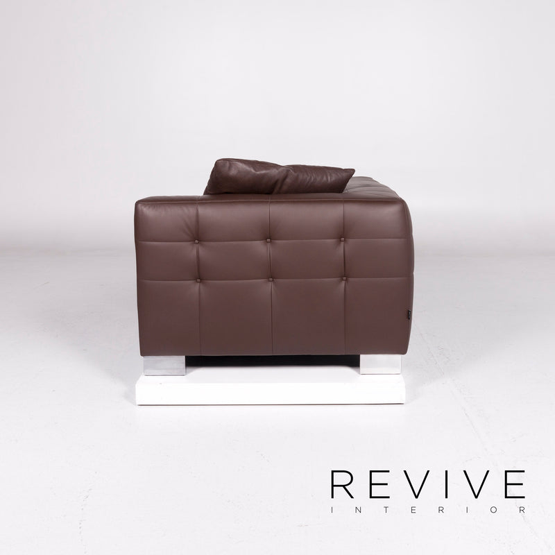 ligne roset Malhoun Leder Liege Braun Dunkelbraun inkl. Ottoman Didier Gomez 
