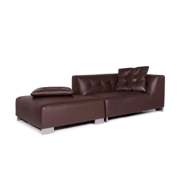 ligne roset Malhoun leather lounger brown dark brown incl. ottoman Didier Gomez #11014