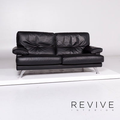ligne roset Melodie Leder Sofa Schwarz Zweisitzer Couch #10905