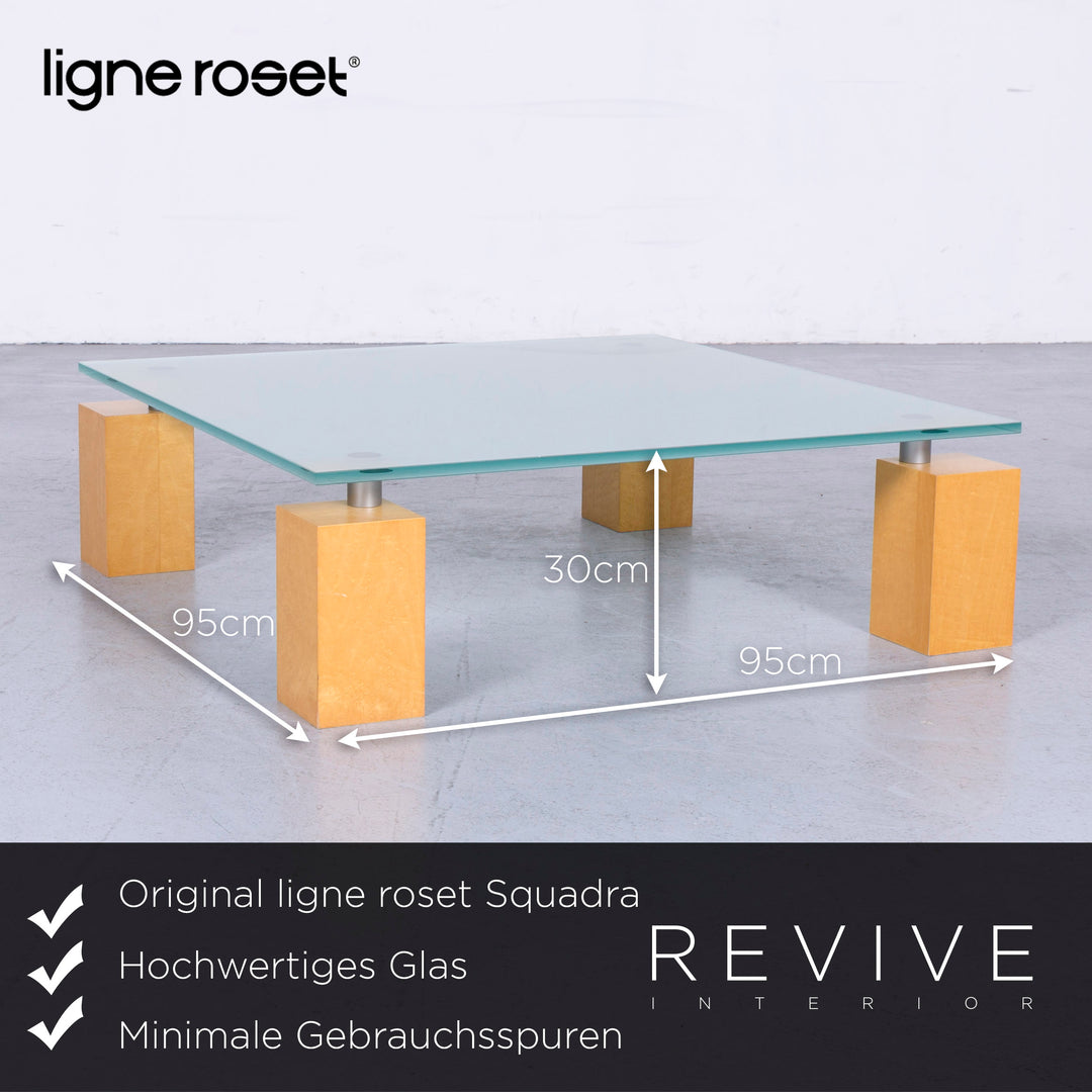 ligne roset Squadra designer glass table modern table coffee table glass wood #6539