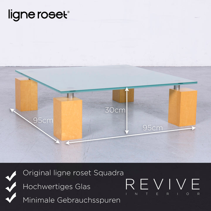 ligne roset Squadra designer glass table modern table coffee table glass wood #6539