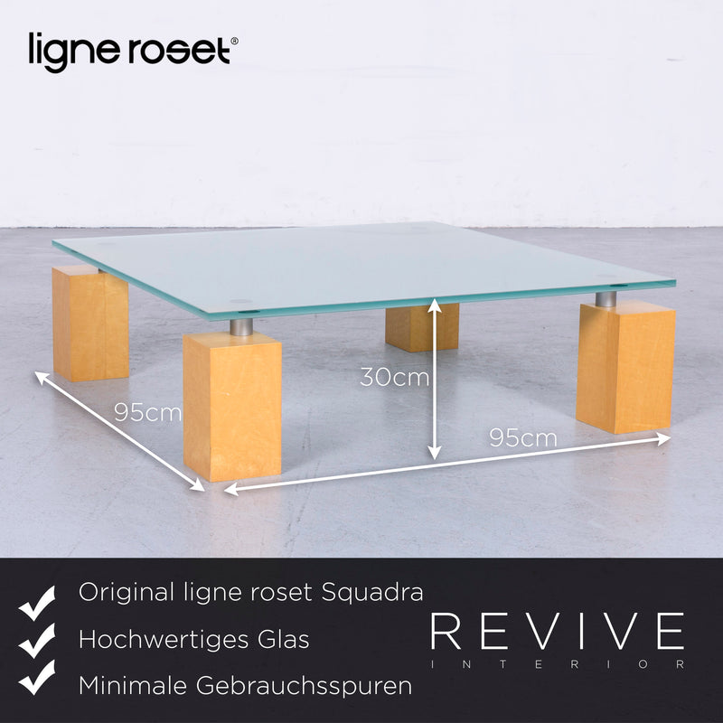 ligne roset Squadra Designer Glastisch Modern Tisch Couchtisch Glas Holz 