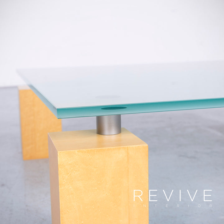 ligne roset Squadra designer glass table modern table coffee table glass wood #6539