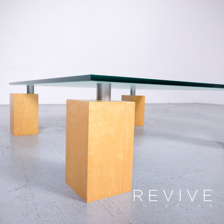 ligne roset Squadra designer glass table modern table coffee table glass wood #6539