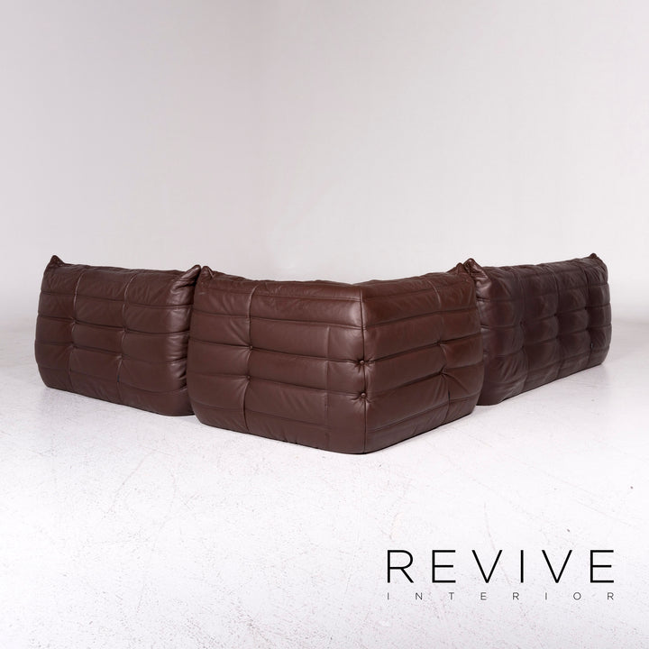 ligne roset Togo Leather Corner Sofa Brown Sofa Couch #9767