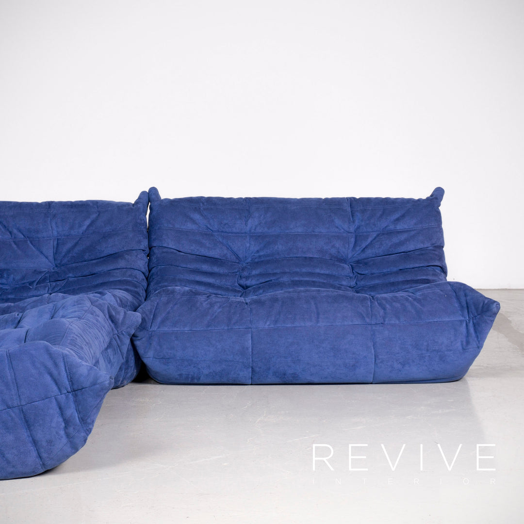 ligne roset Togo Designer Stoff Ecksofa Blau Sofa Couch #7259