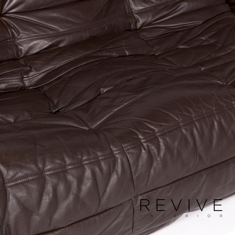 ligne roset Togo Leder Ecksofa inkl. Hocker Braun Dunkelbraun Sofa Ottoman Funktion Couch 10148
