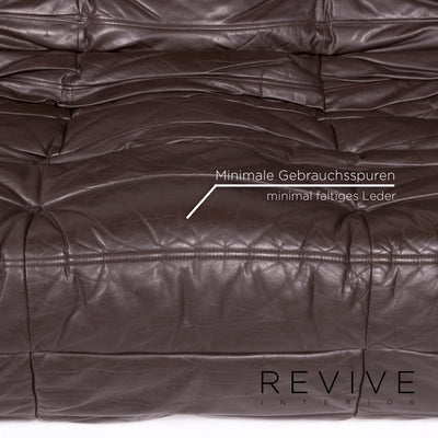 ligne roset Togo Leder Ecksofa inkl. Hocker Braun Dunkelbraun Sofa Ottoman Funktion Couch 10148