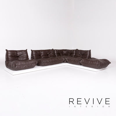 ligne roset Togo Leder Ecksofa inkl. Hocker Braun Dunkelbraun Sofa Ottoman Funktion Couch 10148