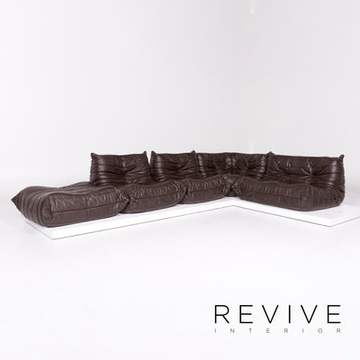 ligne roset Togo Leder Ecksofa inkl. Hocker Braun Dunkelbraun Sofa Ottoman Funktion Couch 10148