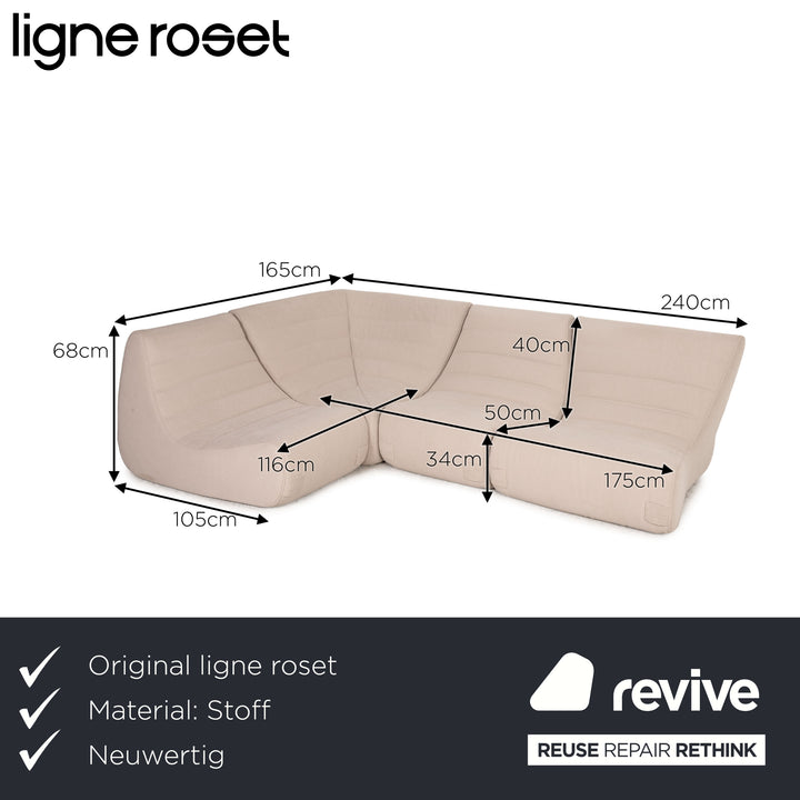 lignet roset Saparalla fabric sofa beige corner sofa Amalfi B Design by Michael Ducaroy Couch sofa