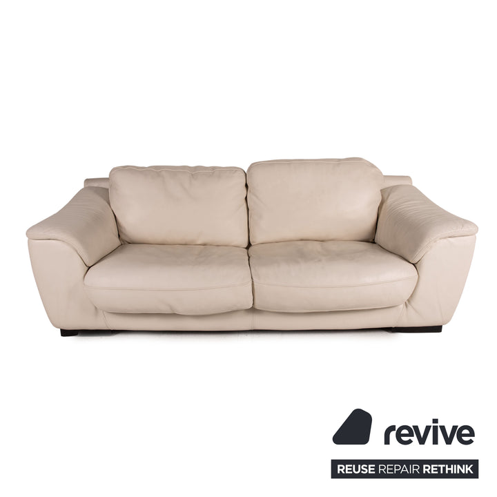 Luxform Leder Sofa Garnitur Creme 2xZweisitzer Couch