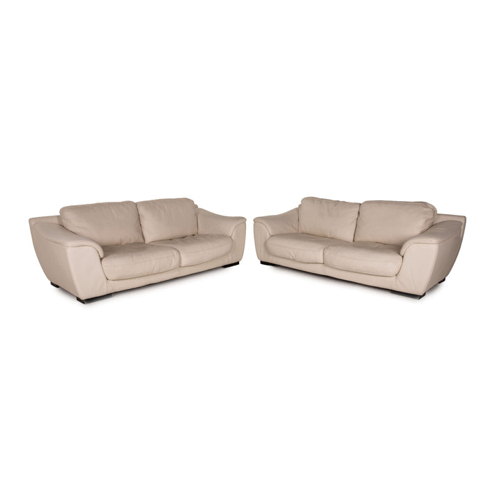 Luxform Leder Sofa Garnitur Creme 2xZweisitzer Couch