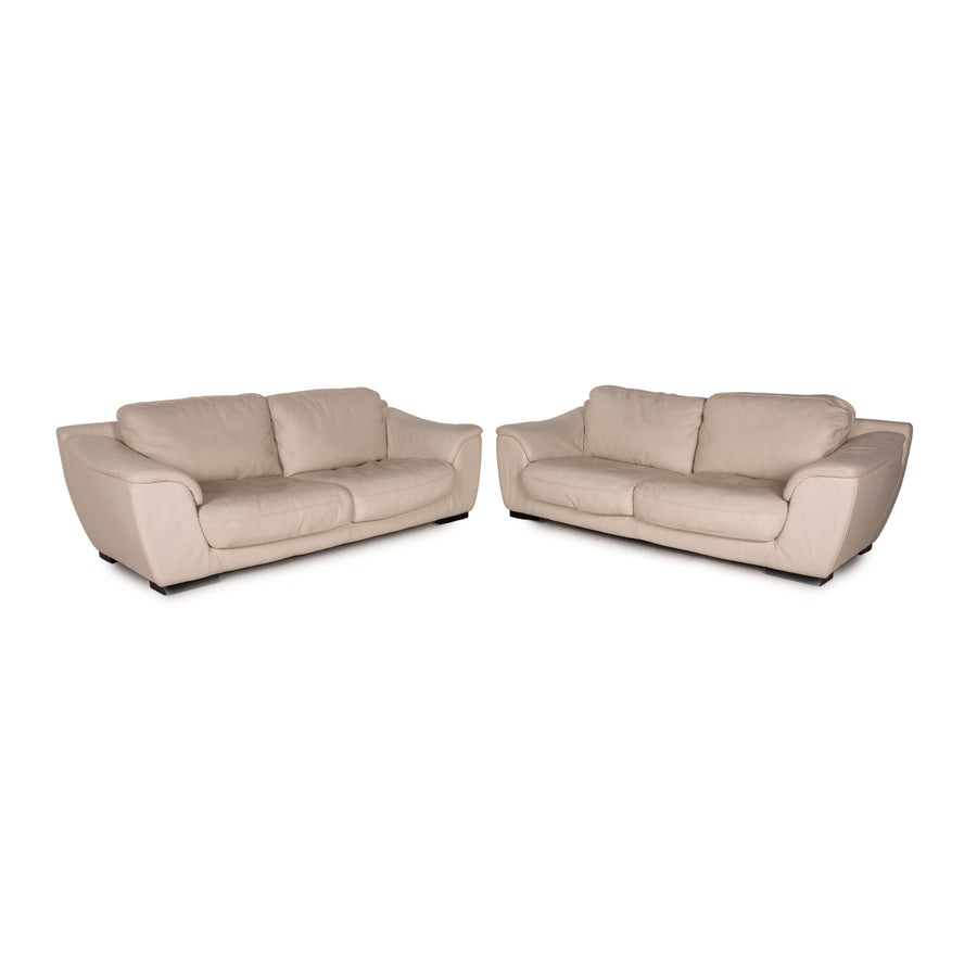 Luxform Leder Sofa Garnitur Creme 2xZweisitzer Couch