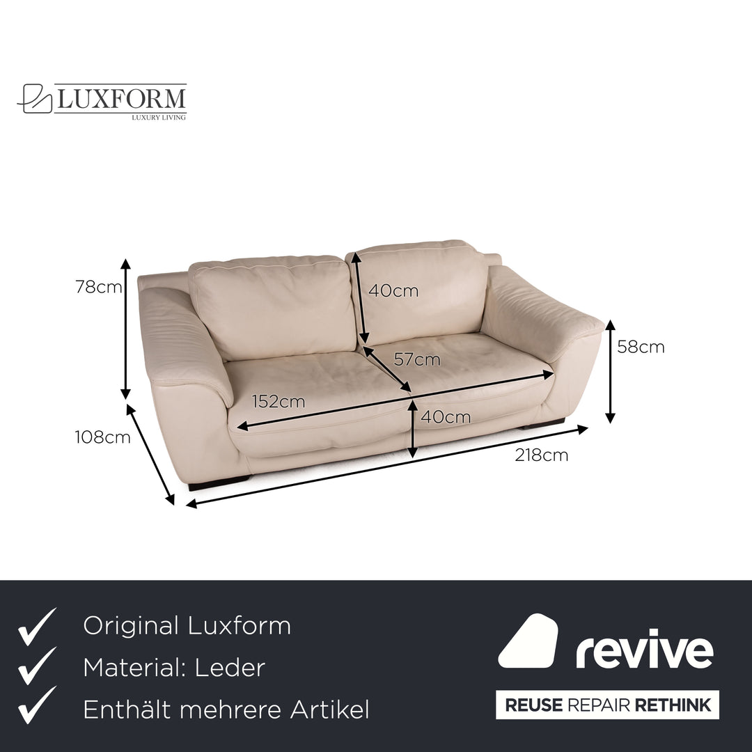 Luxform Leder Sofa Garnitur Creme 2xZweisitzer Couch