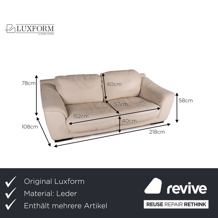 Luxform Leder Sofa Garnitur Creme 2xZweisitzer Couch