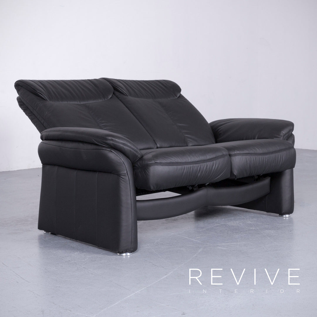 Casada Designer Leder Sofa Sessel Garnitur Schwarz Zweisitzer Couch Funktion Modern Echtleder Ausstellungsstück #5533