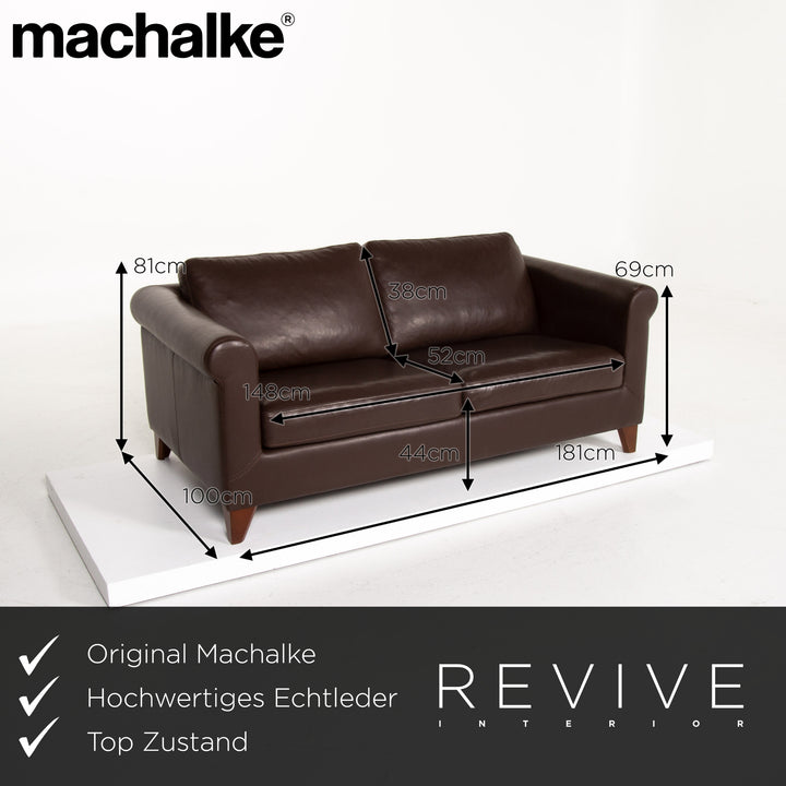 Machalke Amadeo Leather Sofa Dark Brown Brown Three Seater Couch #14160