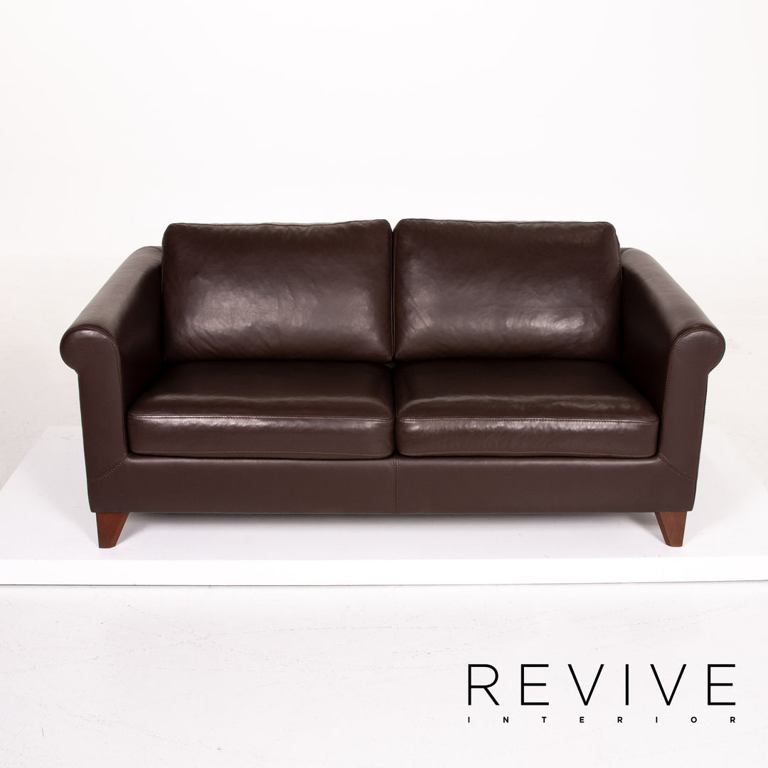 Machalke Amadeo Leather Sofa Dark Brown Brown Three Seater Couch #14160