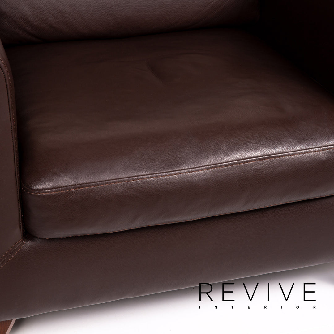 Machalke Amadeo leather sofa set dark brown brown 1x three-seater 2x armchair #14298