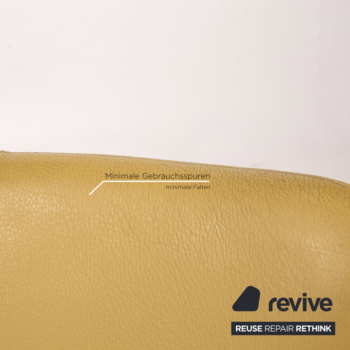 Machalke Cinque Leather Armchair Ocher Yellow Swivel Function