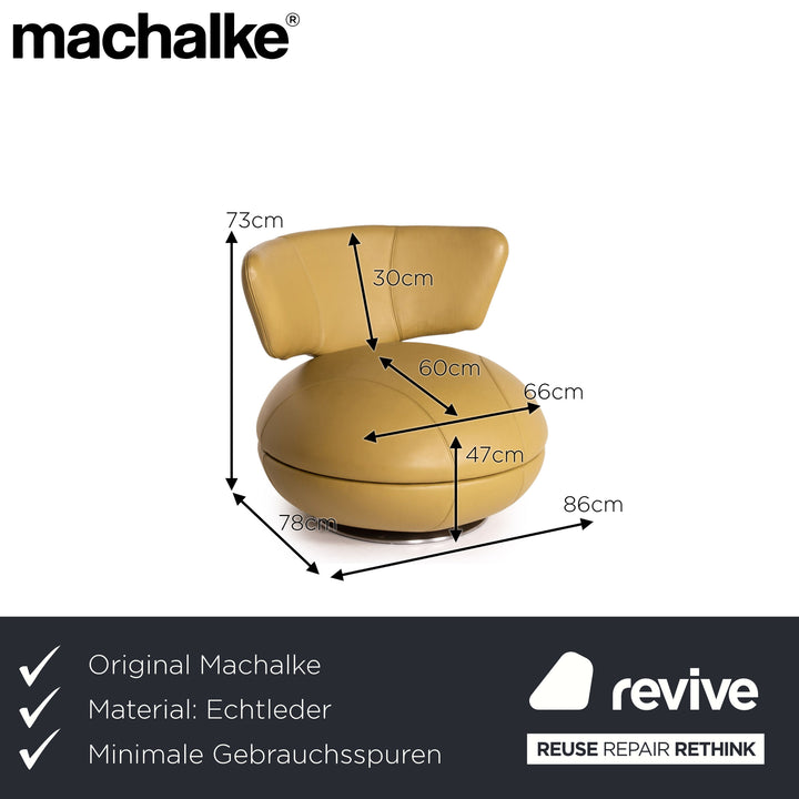 Machalke Cinque Leather Armchair Ocher Yellow Swivel Function
