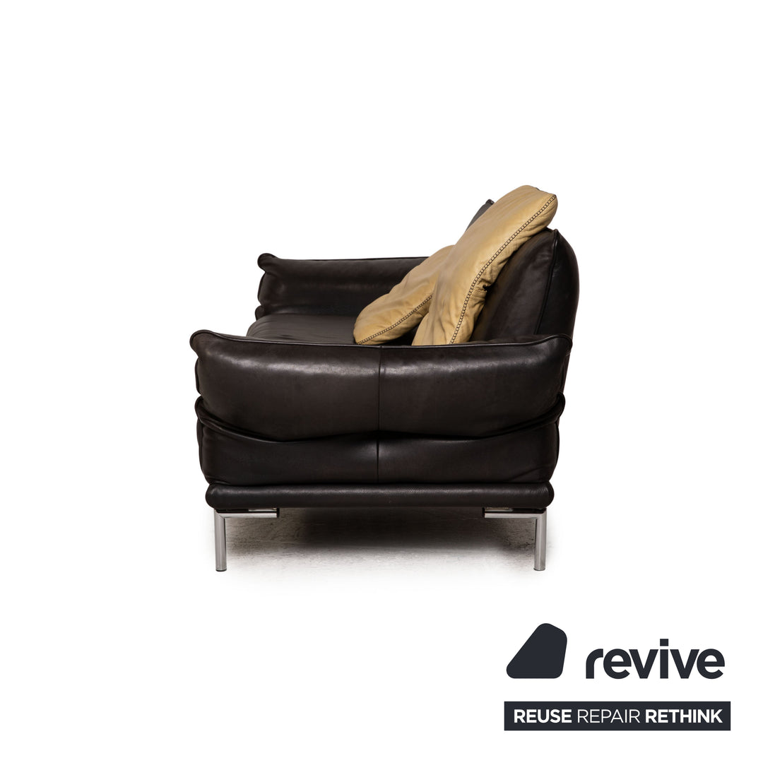 Machalke Denver Leather Sofa Dark Brown Three Seater Couch