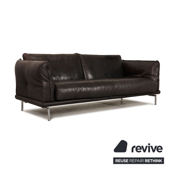 Machalke Denver Leather Sofa Dark Brown Three Seater Couch Function