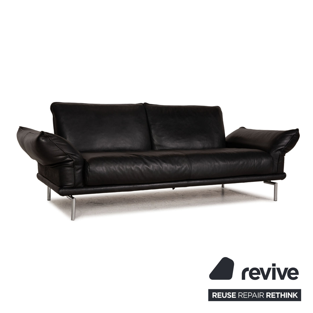 Machalke Denver Leather Sofa Black Two Seater Couch