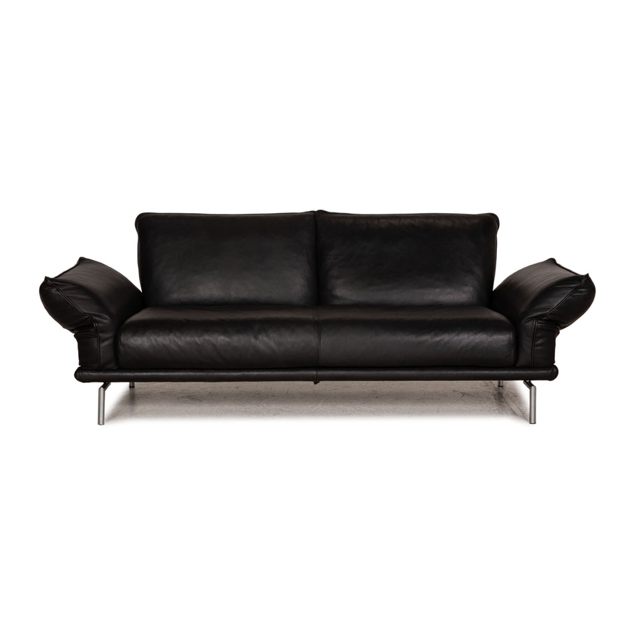 Machalke Denver Leather Sofa Black Two Seater Couch