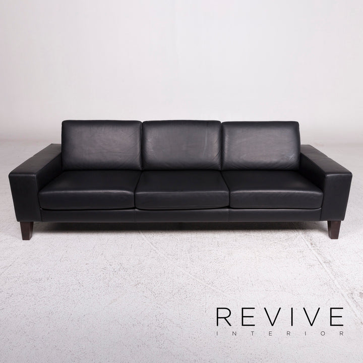 Machalke Leather Sofa Black Three Seater #9963