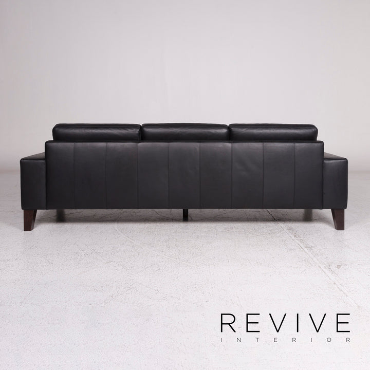 Machalke Leather Sofa Black Three Seater #9963
