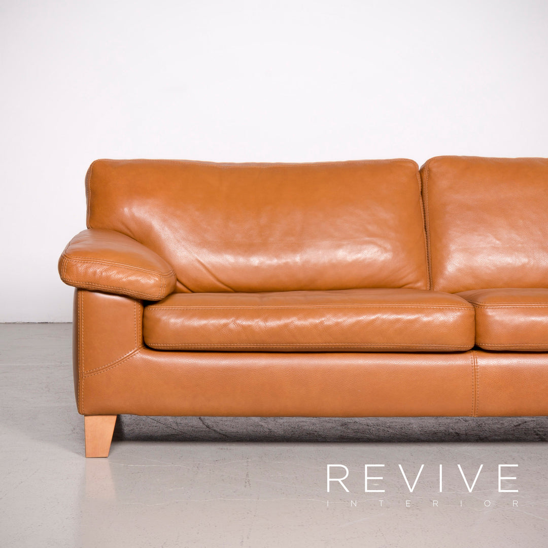 Machalke Diego Designer Leder Sofa Cognac Echtleder Dreisitzer Couch #7728