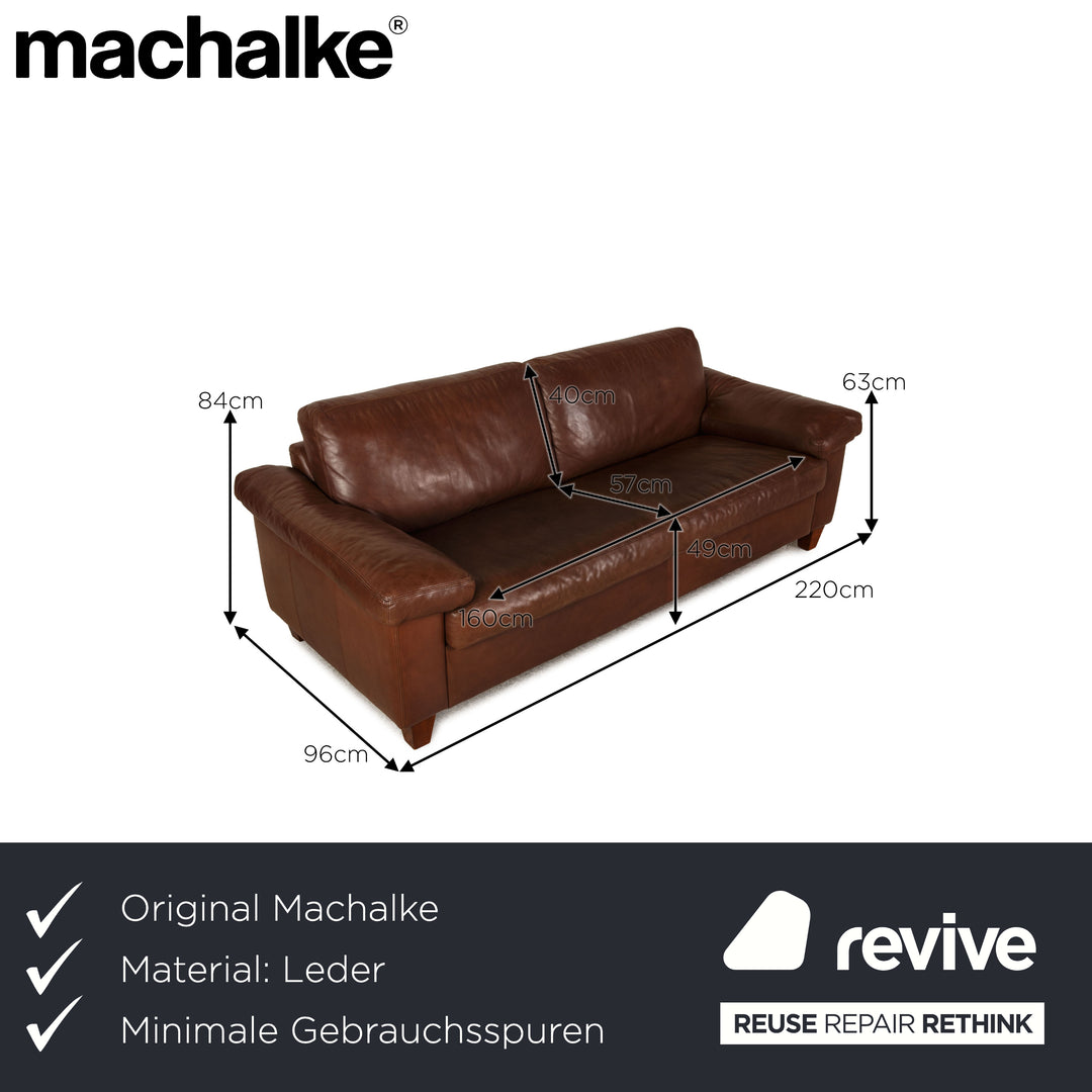 Machalke Diego Leather Three Seater Brown Sofa Couch