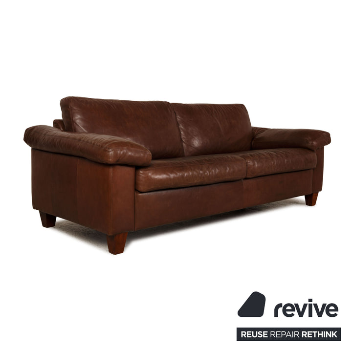 Machalke Diego Leather Three Seater Brown Sofa Couch