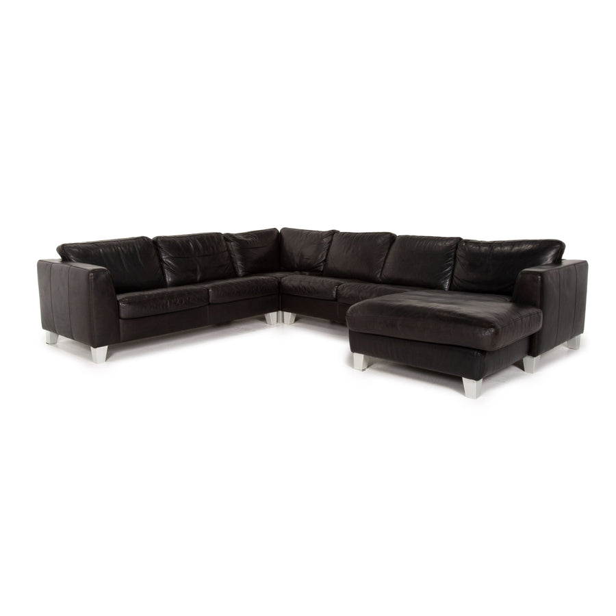 Machalke Leather Corner Sofa Black Sofa Couch #14353