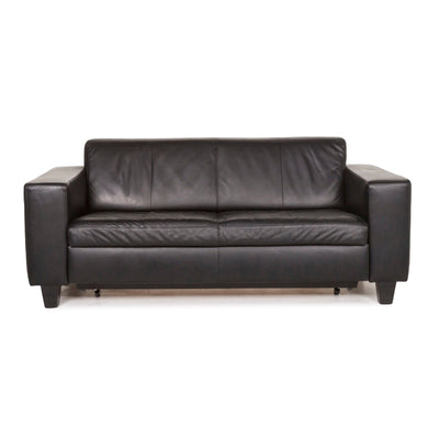 Machalke Leder Schlafsofa Schwarz Zweisitzer Sofa Schlaffunktion Couch #13076